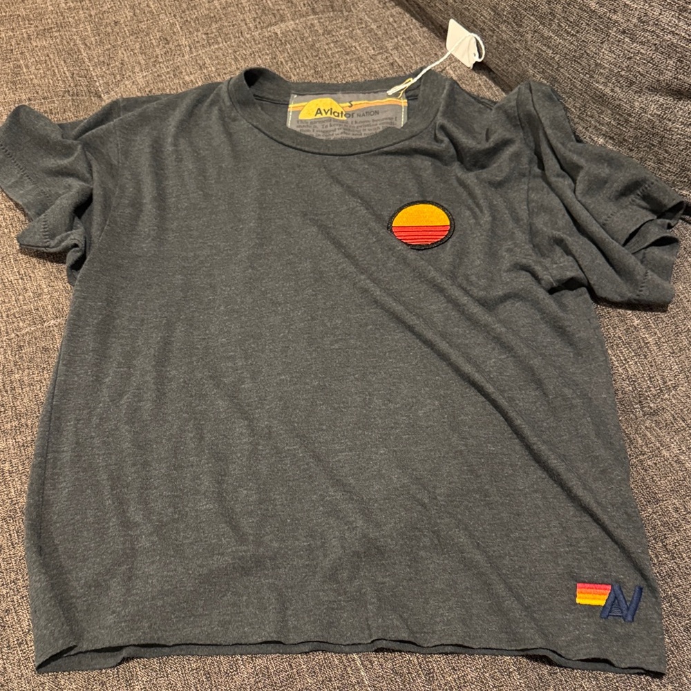 NVT Aviator Nation Dark Gray T-Shirt with Sunset Patch size Small